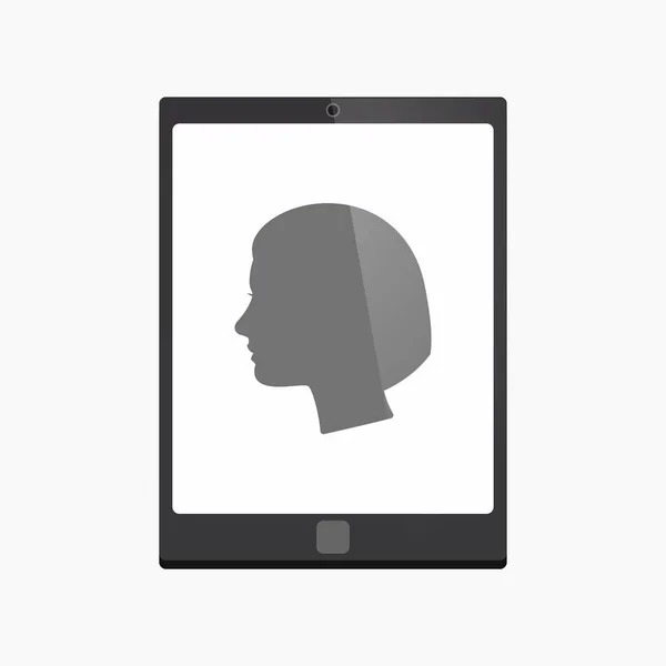 Isolated tablet pc with a female head — Stock Vector