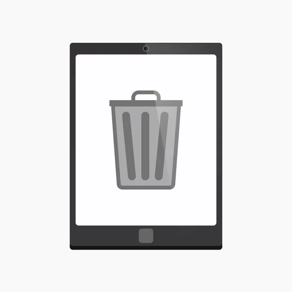 Tablet pc isolato con bidone della spazzatura — Vettoriale Stock