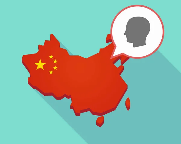Mapa de China con una cabeza masculina — Vector de stock