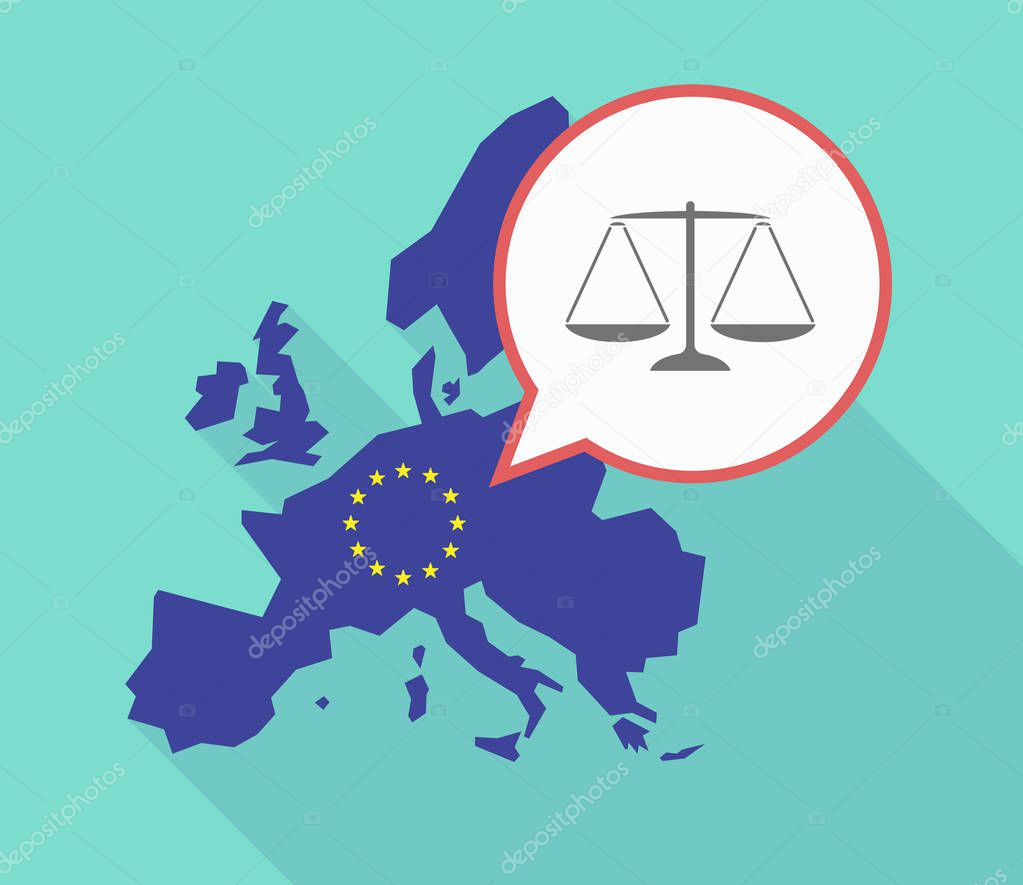 EU map with a justice weight scale sign