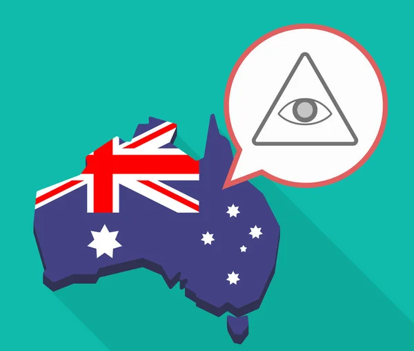 Mapa de sombra larga de Australia con un ojo que todo lo ve — Vector de stock