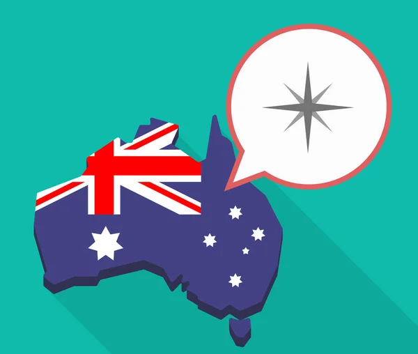 Långa skugga karta över Australien med ett glitter — Stock vektor