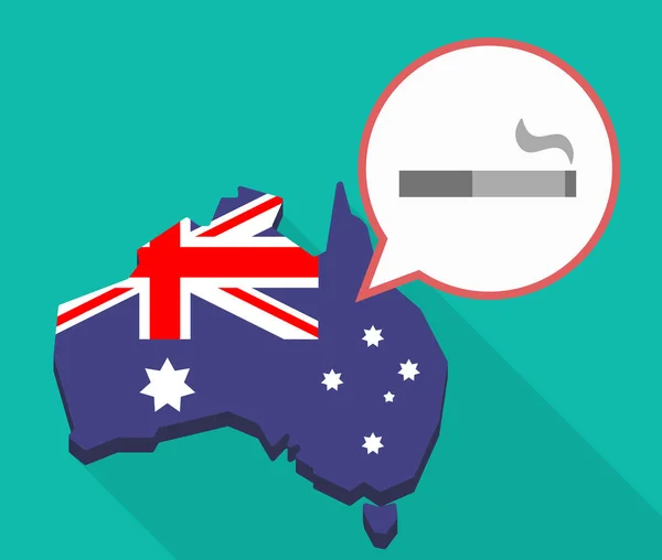 Mapa de sombra larga de Australia con un cigarrillo — Vector de stock