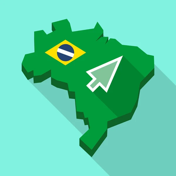 Длинная карта Бразилии с курсором — стоковый вектор