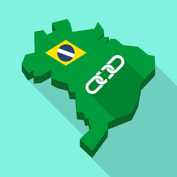 Μεγάλη σκιά χάρτη της Βραζιλίας με μια σπασμένη αλυσίδα — Διανυσματικό Αρχείο