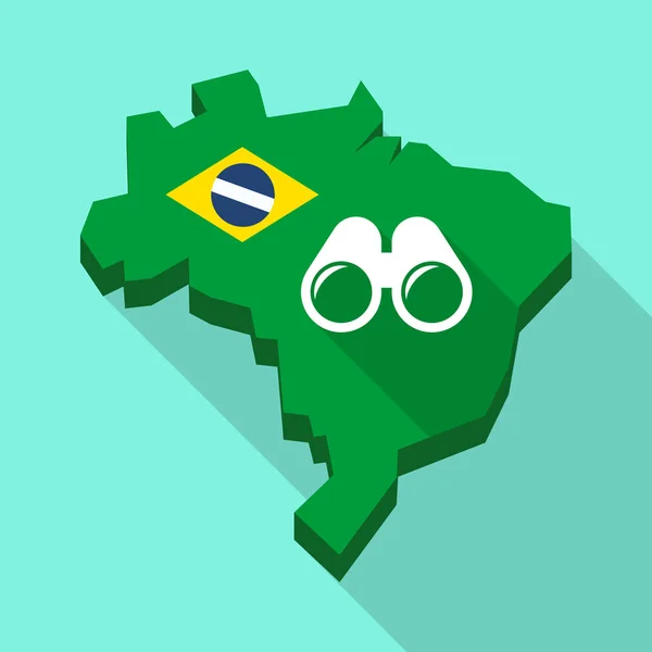 Μεγάλη σκιά χάρτη της Βραζιλίας με ένα κιάλια — Διανυσματικό Αρχείο