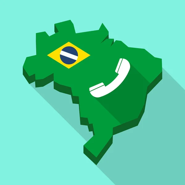 Mapa de sombra larga de Brasil con un teléfono — Vector de stock