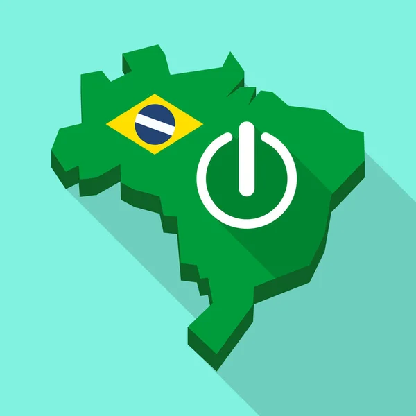 Μεγάλη σκιά χάρτη της Βραζιλίας με απενεργοποίηση κουμπί — Διανυσματικό Αρχείο