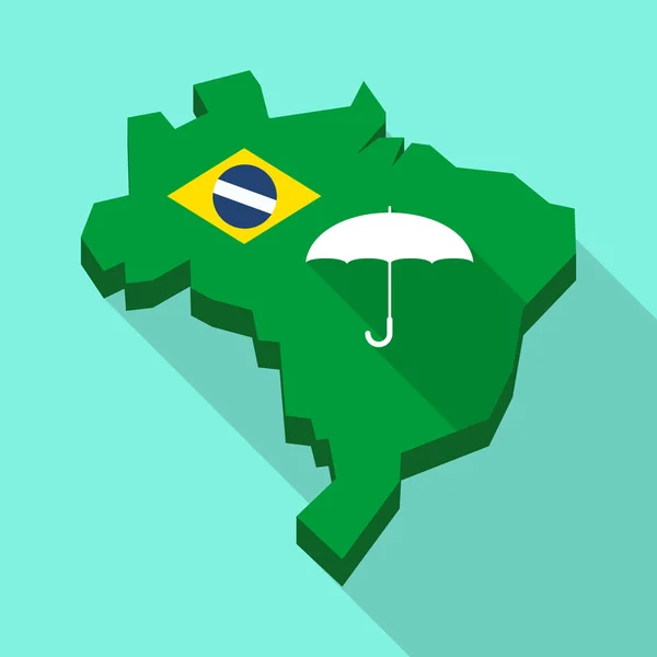 Hosszú árnyék Térkép Brazília egy esernyő — Stock Vector