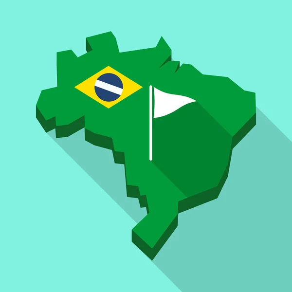 Hosszú árnyék Térkép Brazília golf jelölővel — Stock Vector