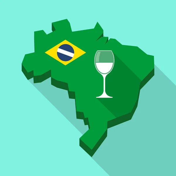Lange schaduw kaart van Brazilië met een beker wijn — Stockvector