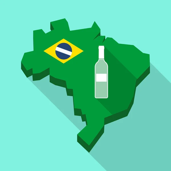 Long shadow map of Brazil with a bottle of wine — Stock Vector