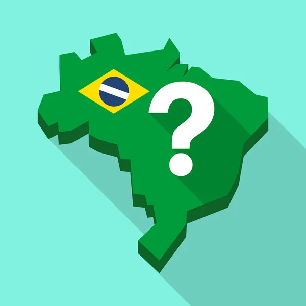 Long shadow map of Brazil with a question sign — Stock Vector