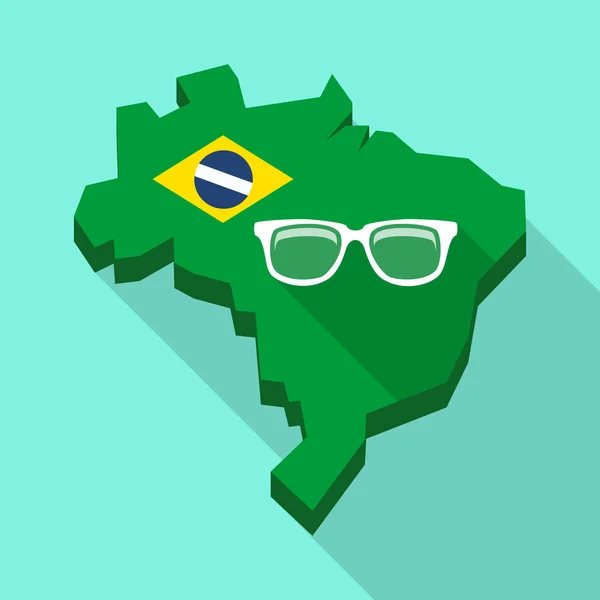 Lange schaduw kaart van Brazilië met een bril — Stockvector