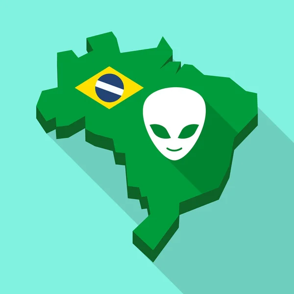 Mapa de sombra longo do Brasil com um rosto alienígena —  Vetores de Stock