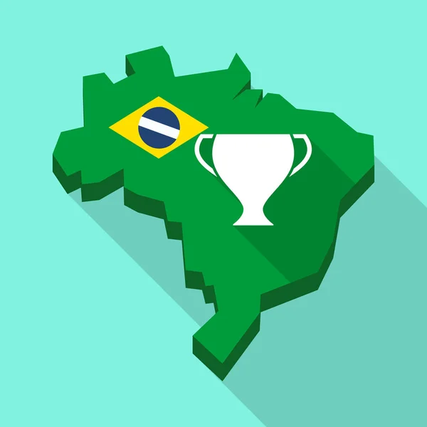 Mapa de sombra longo do Brasil com uma xícara —  Vetores de Stock