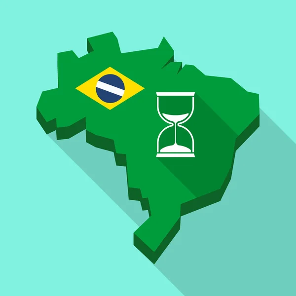 Μεγάλη σκιά χάρτη της Βραζιλίας με ένα ρολόι άμμου — Διανυσματικό Αρχείο