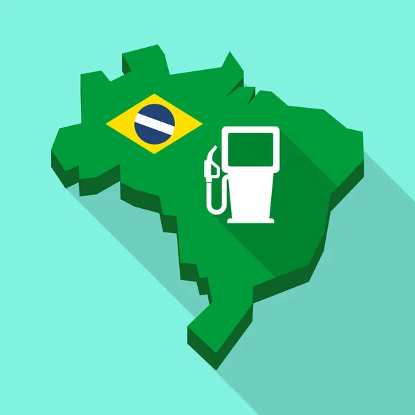 Μεγάλη σκιά χάρτη της Βραζιλίας με ένα βενζινάδικο — Διανυσματικό Αρχείο