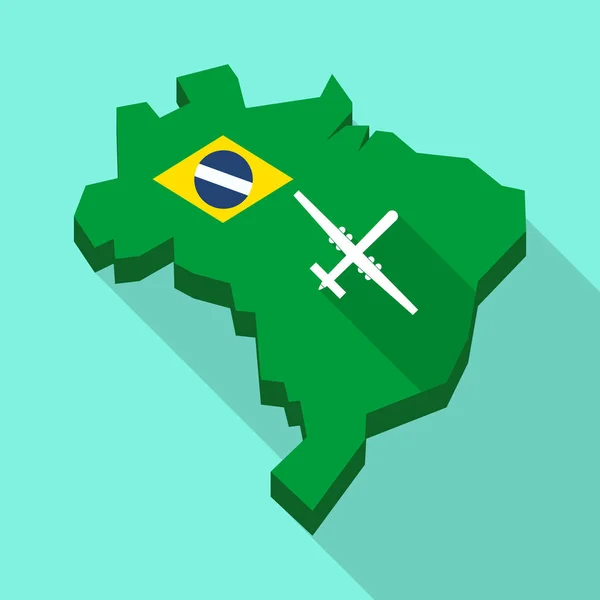 Hosszú árnyék Térkép Brazília a háború járművünk — Stock Vector