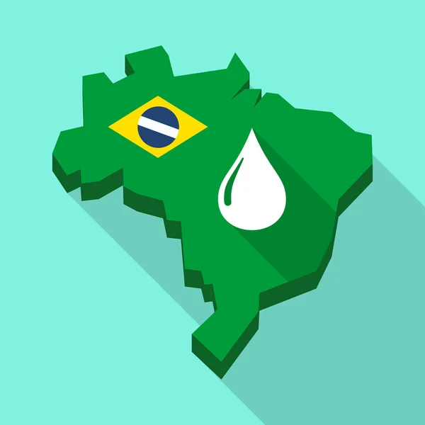 Largo mapa de sombras de Brasil con una gota de combustible — Vector de stock