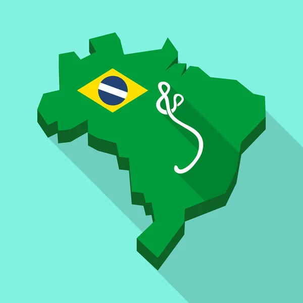 Mapa de sombra longo do Brasil com um sinal de ebola —  Vetores de Stock