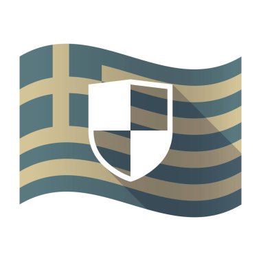 Uzun bir kalkan ile gölge Yunanistan bayrağı