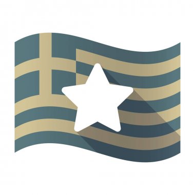 Uzun gölge Yunanistan bayrağı bir yıldız