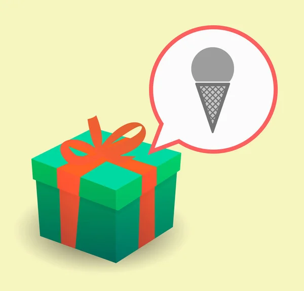 Présent avec une crème glacée au cône — Image vectorielle