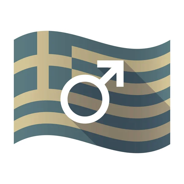 长阴影希腊国旗与男性的标志 — 图库矢量图片