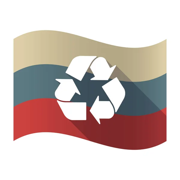 Lange schaduw Rusland vlag met een recycle ondertekenen — Stockvector