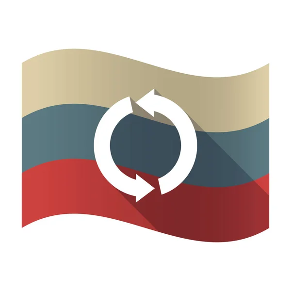 Lange schaduw Rusland vlag met een ronde recycle ondertekenen — Stockvector