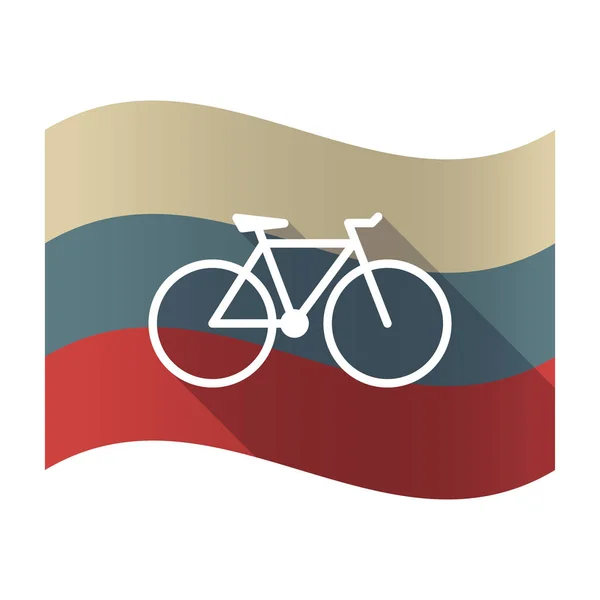 Lange schaduw Rusland vlag met een fiets — Stockvector