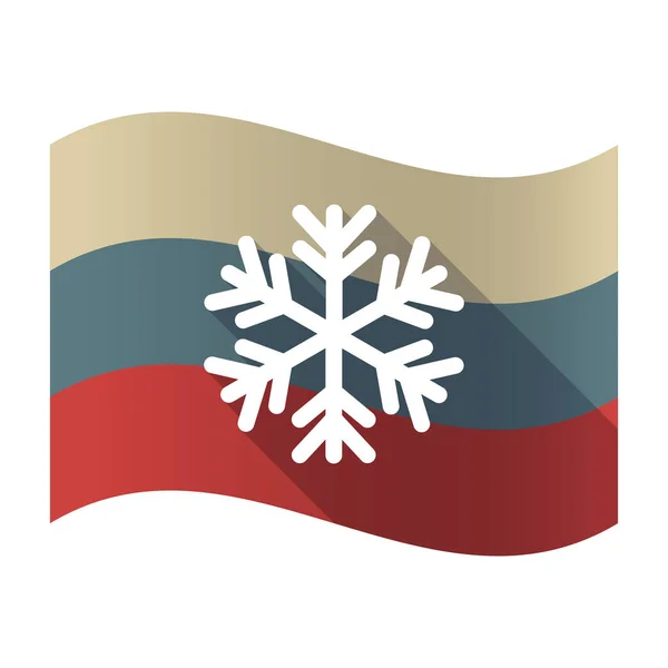 Lange schaduw Rusland vlag met een sneeuwvlok — Stockvector