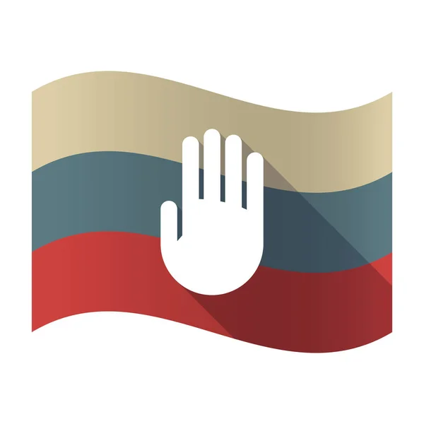 Lange schaduw Rusland vlag met een hand — Stockvector