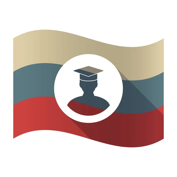 Lange schaduw Rusland vlag met een student — Stockvector