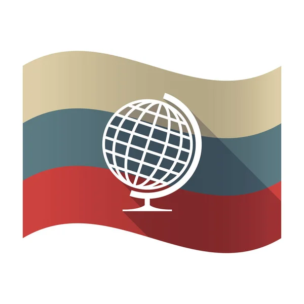 Lange schaduw Rusland vlag met een tabel wereldbol — Stockvector