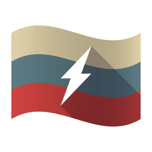 Lange schaduw Rusland vlag met een bliksem — Stockvector