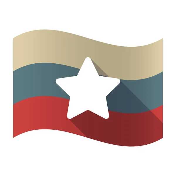 Lange schaduw Rusland vlag met een ster — Stockvector