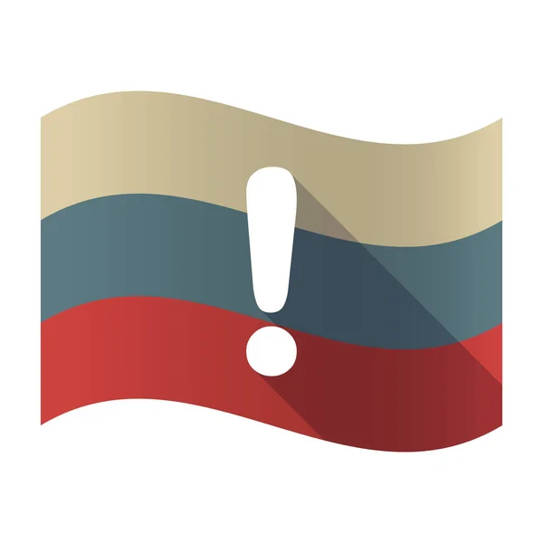 Lunga ombra Russia bandiera con un segno esclamativo — Vettoriale Stock