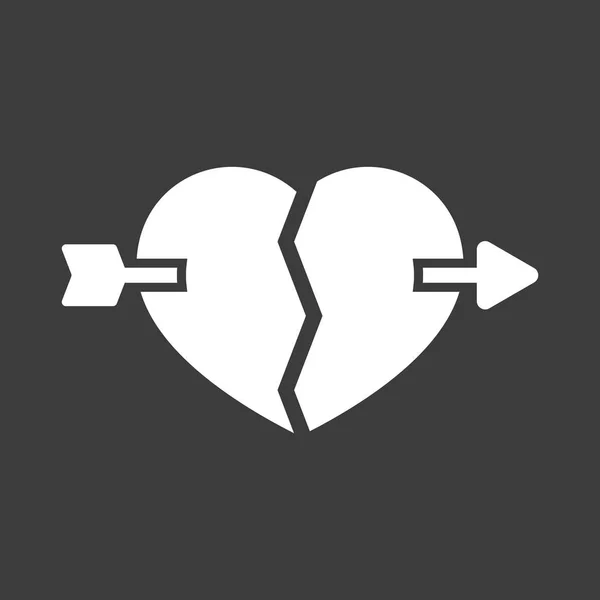 Illustration vectorielle isolée d'un cœur brisé percé par un ar — Image vectorielle