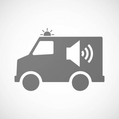 Hoparlör birimi işaretiyle izole ambulans 