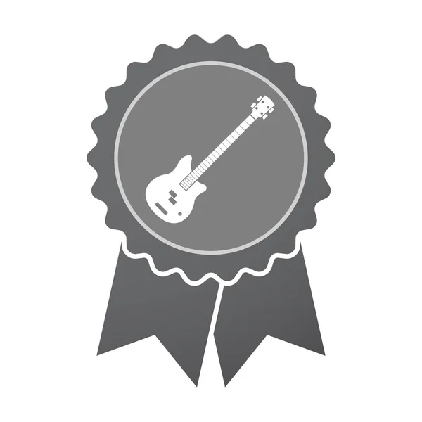 孤立的徽章，用四弦电低音吉他 — 图库矢量图片