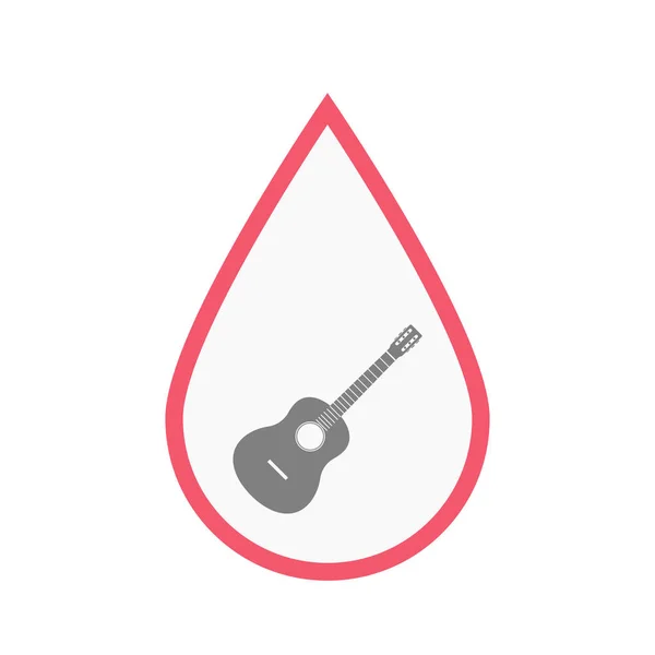 Goccia di sangue isolata con chitarra acustica a sei corde — Vettoriale Stock