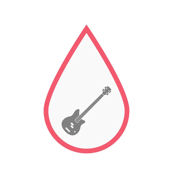 Goutte de sang isolée avec une guitare basse électrique à quatre cordes — Image vectorielle