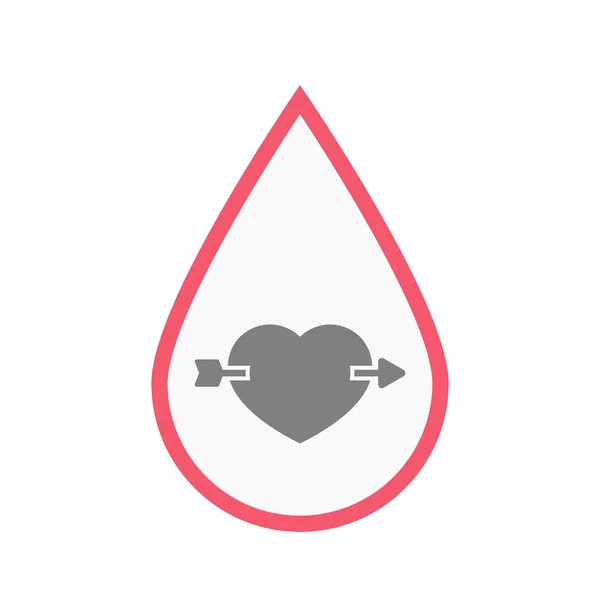 Isolated blood drop with  a heart pierced by an arrow — Stock Vector