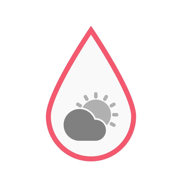 Isolated blood drop with  the Sun shining behind a cloud — Stock Vector