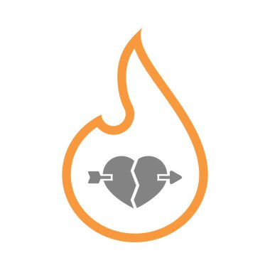 Kırık bir kalp ile izole alev bir okla deldi