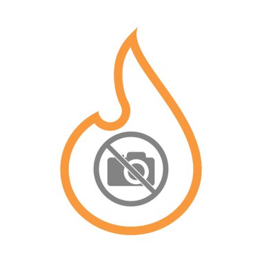 Yasak bir sinyal içinde bir fotoğraf makinesi ile izole alev 