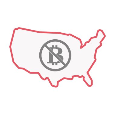 Sinyal izole ABD harita ile bir bitcoin işaret içinde bir değil izin 