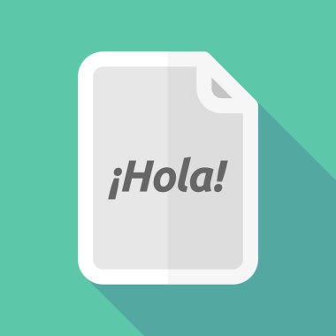 Uzun gölge Hello metnini belgeyle! İspanyol dilinde